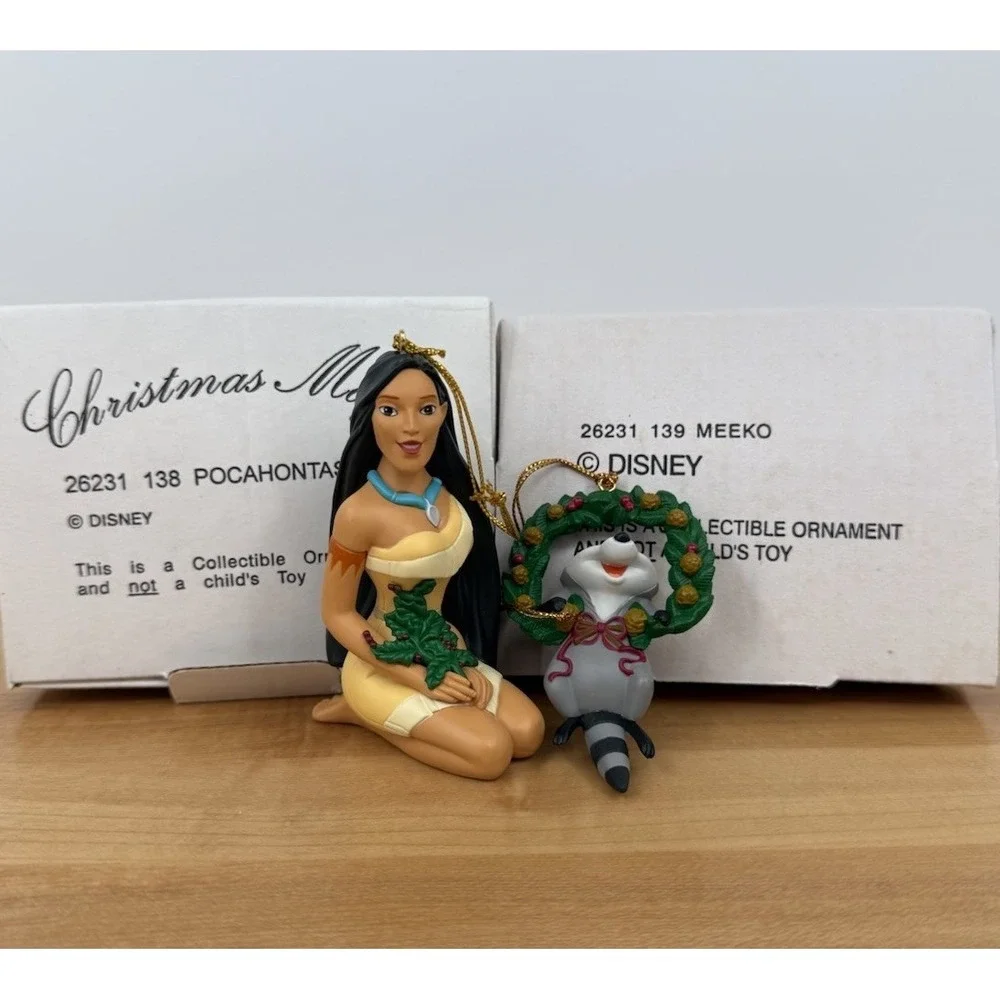 (2) Disney's Christmas‎ Magic Ornaments Made by Grolier Pocahontas & Meeko